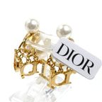 Dior Rhinestone Faux Pearl Tribal Clip Earrings — view 2