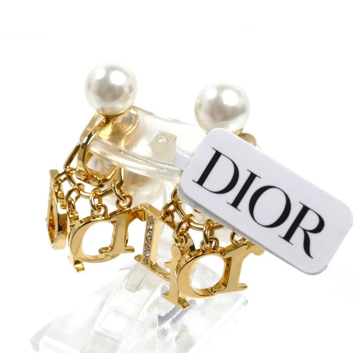 Dior Rhinestone Faux Pearl Tribal Clip Earrings — view 2