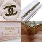 Chanel Coin Purse Quilted Caviar Leather Pink Wallet Gold — view 8