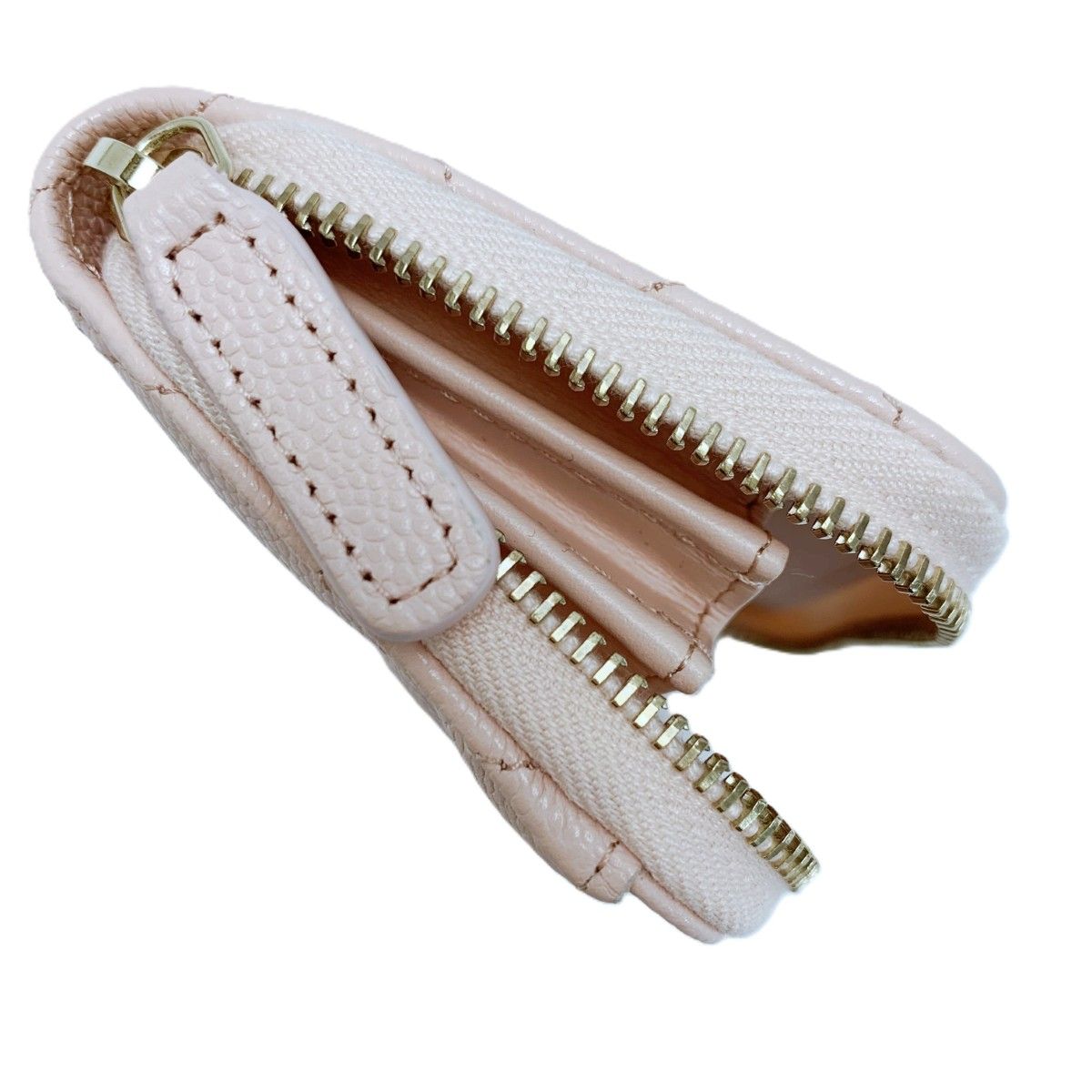 Chanel Coin Purse Quilted Caviar Leather Pink Wallet Gold — view 5