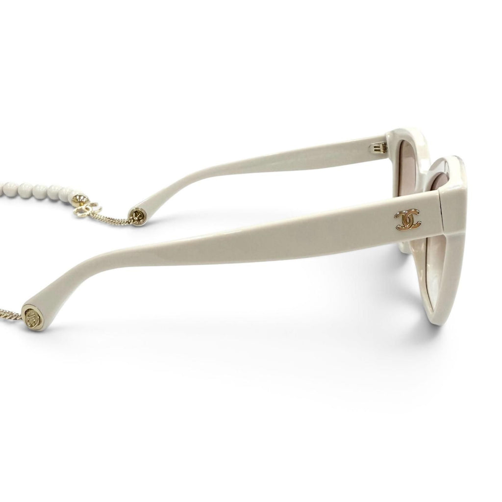 Chanel CC Logo Ball Chain Sunglasses Light Beige Eyewear — view 5