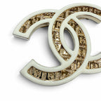 Chanel Metal CC Logo Brooch Gold Ivory Box Keep — view 6