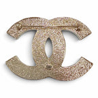 Chanel Metal CC Logo Brooch Gold Ivory Box Keep — view 4