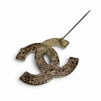 Chanel Metal CC Logo Brooch Gold Ivory Box Keep — view 5