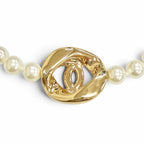 Chanel CC Logo Pearl Choker Necklace Gold — view 5