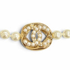 Chanel CC Logo Pearl Choker Necklace Gold