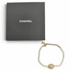 Chanel CC Logo Pearl Choker Necklace Gold — view 2