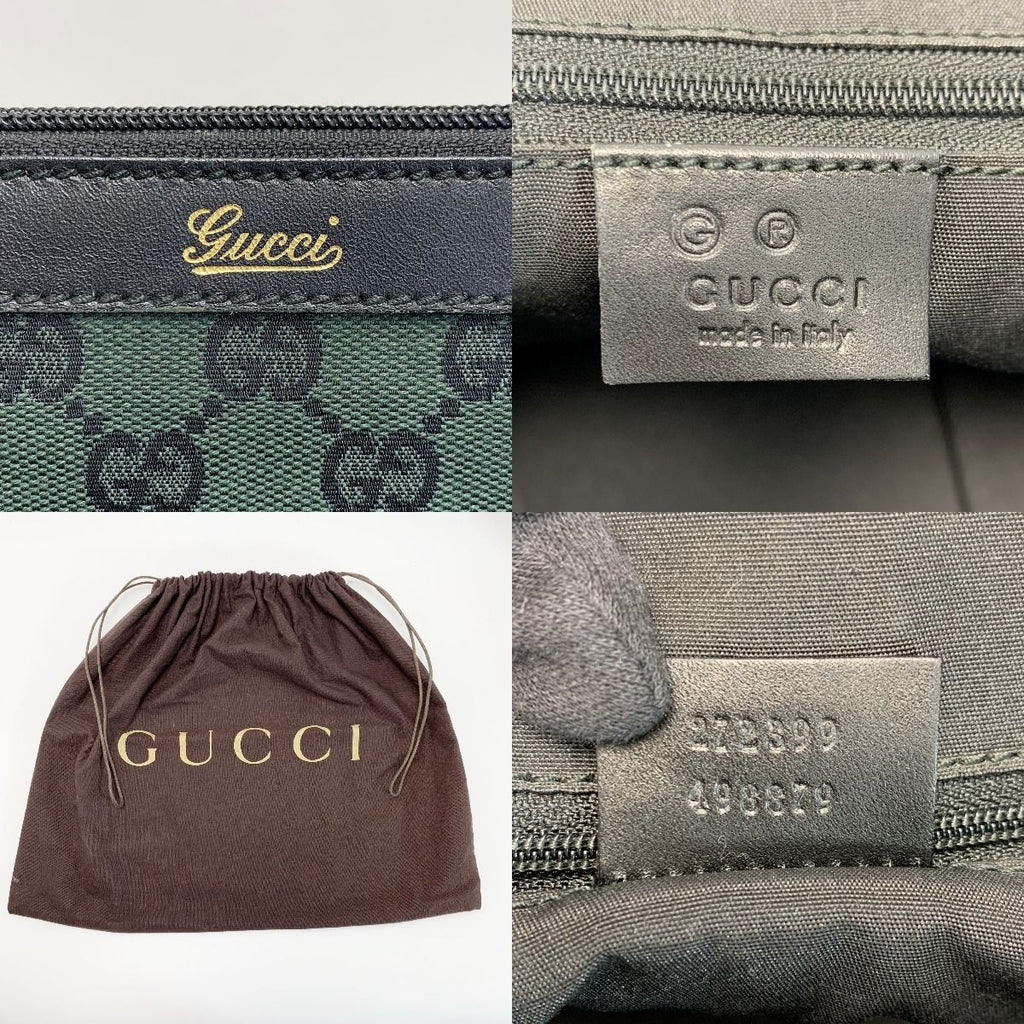 Gucci Handbag Canvas Dark Green Gold — view 8