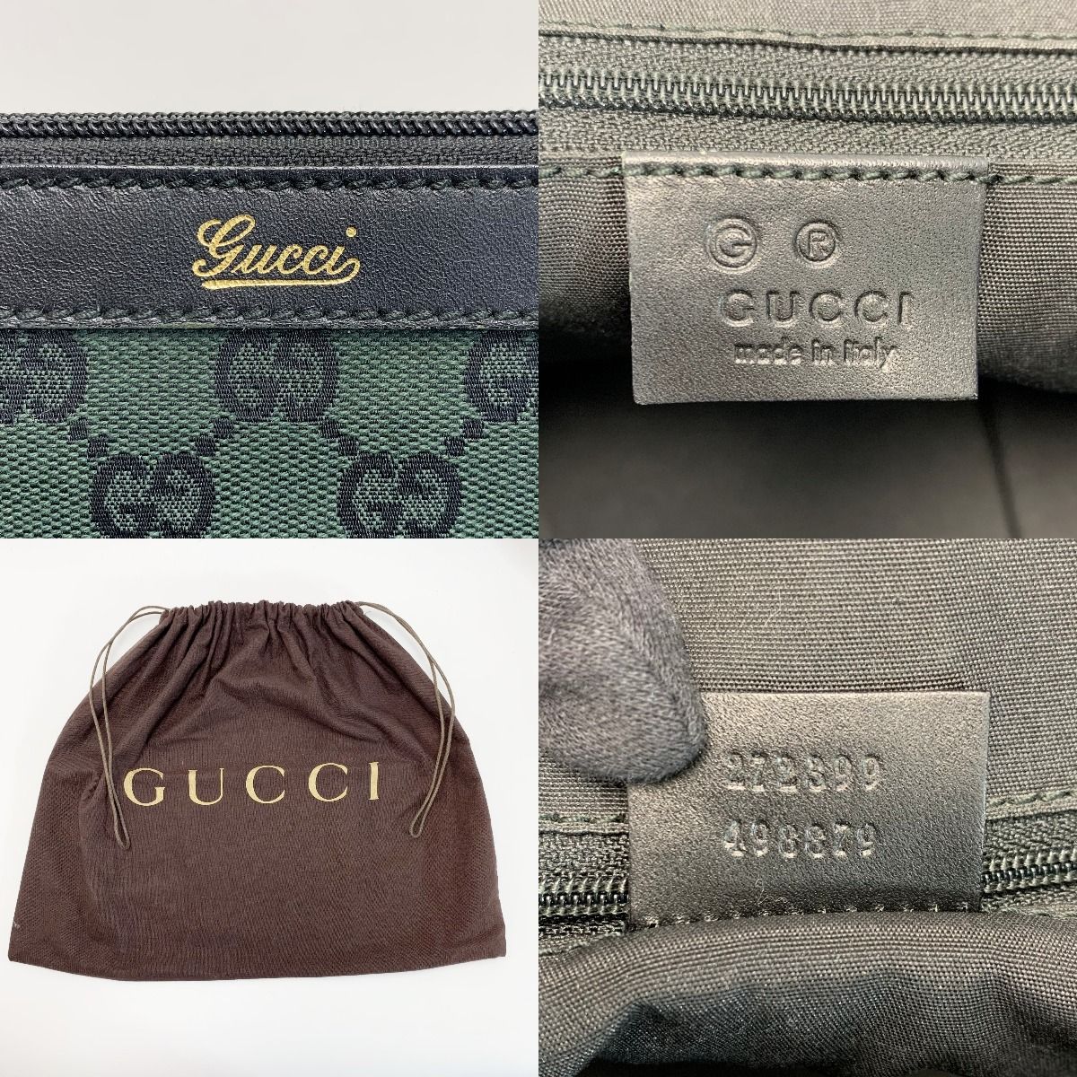 Gucci Handbag Canvas Dark Green Gold — view 8