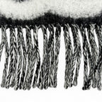 Chanel Cashmere Silk CC Logo Design Fringe Scarf White Black — view 5