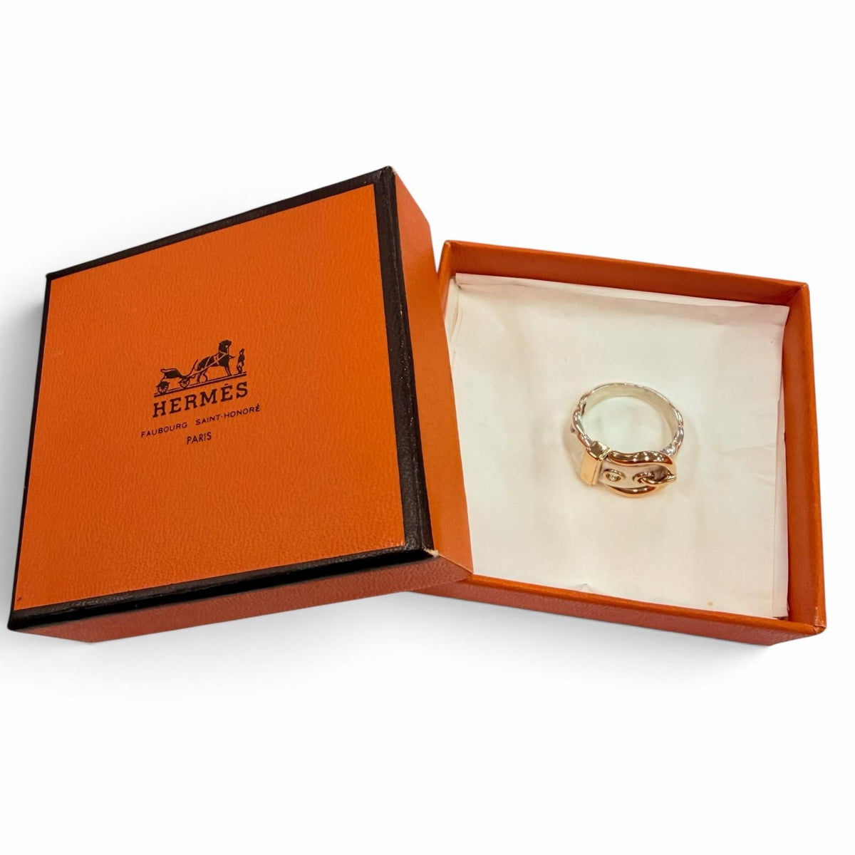 Hermes Boucles Sellier Ring Silver Yellow Gold JP — view 2