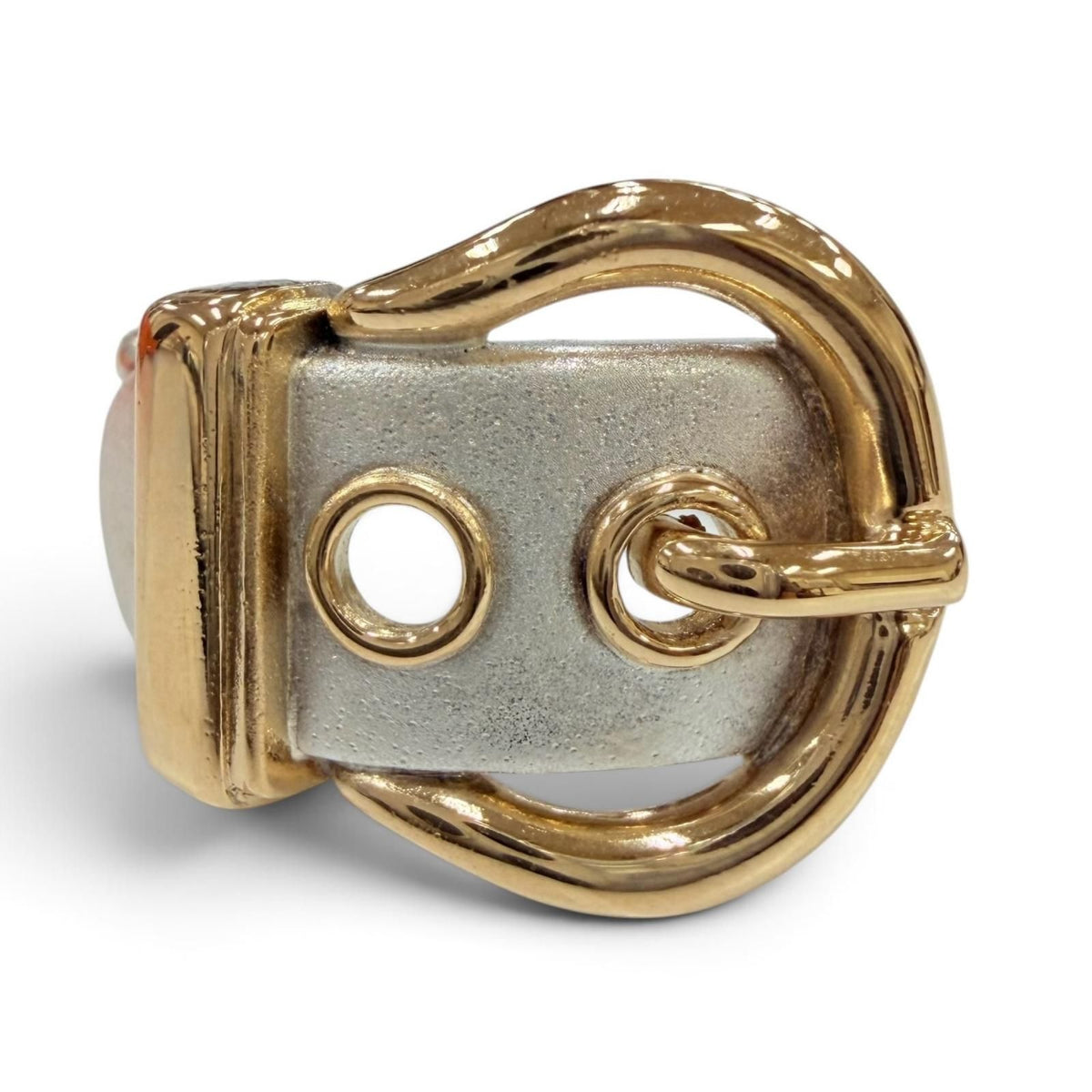 Hermes Boucles Sellier Ring Silver Yellow Gold JP