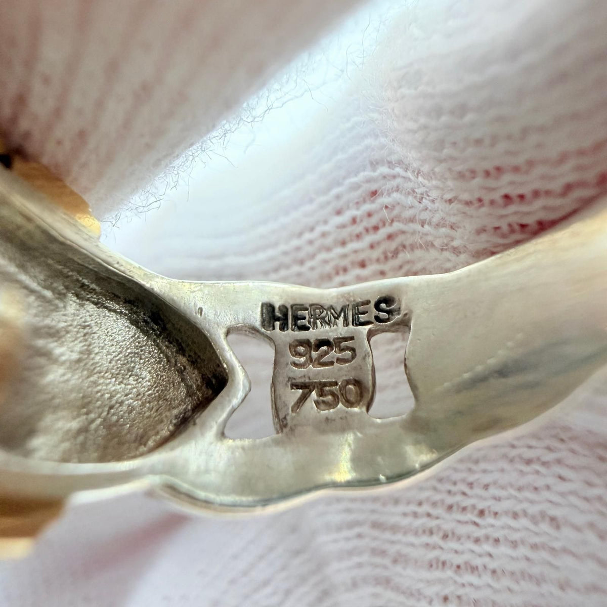 Hermes Boucles Sellier Ring Silver Yellow Gold JP — view 6