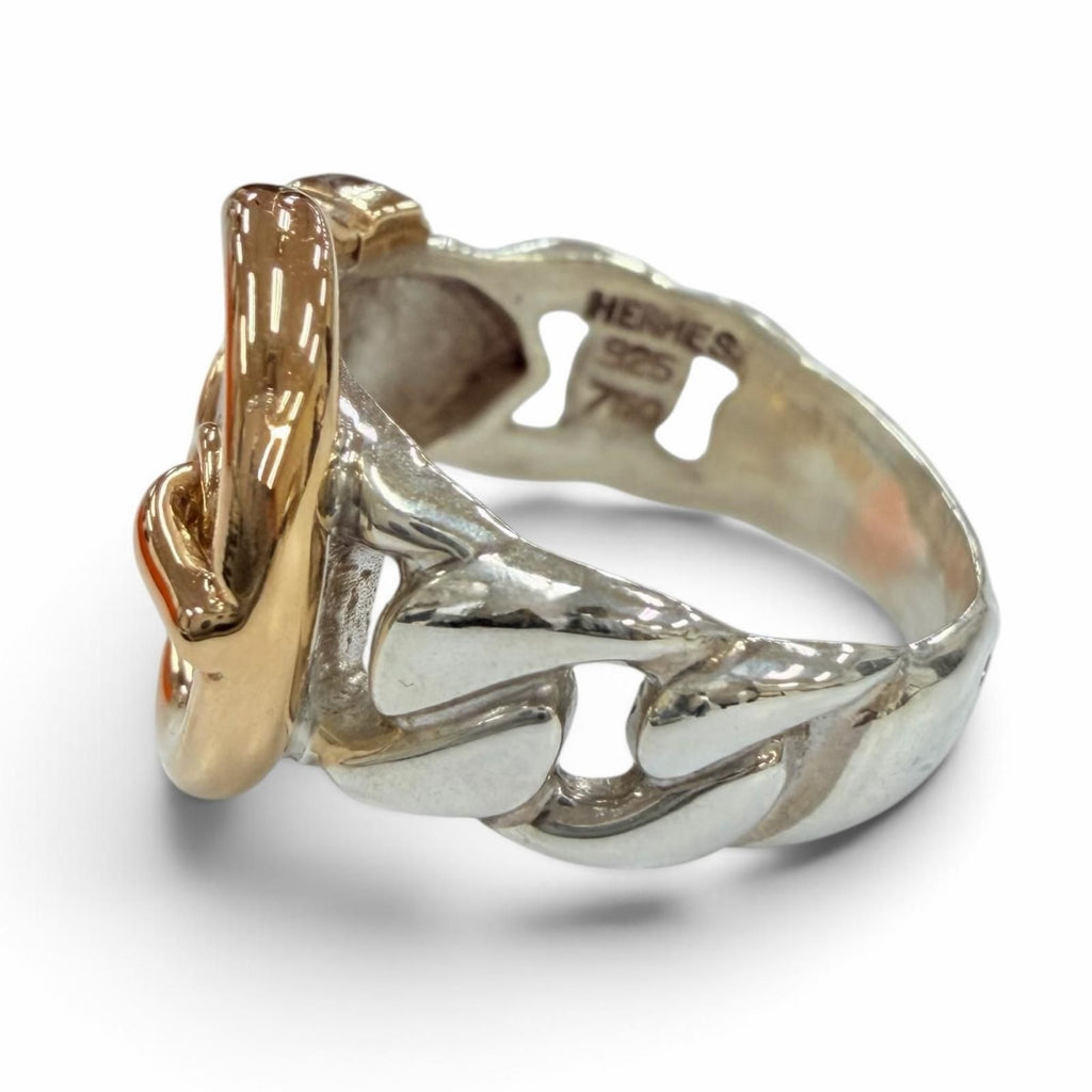 Hermes Boucles Sellier Ring Silver Yellow Gold JP — view 3