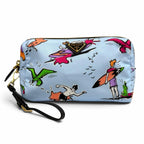 Prada Re-Nylon Triangle Logo Surf Print Pouch Makeup Blue