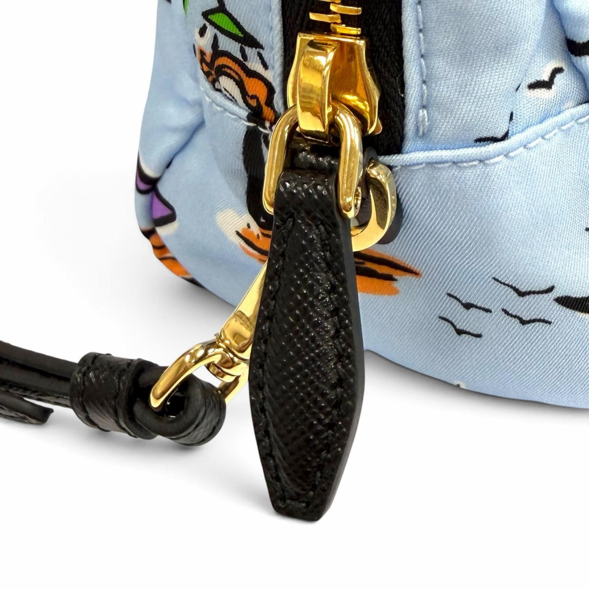 Prada Re-Nylon Triangle Logo Surf Print Pouch Makeup Blue — view 8