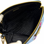 Prada Re-Nylon Triangle Logo Surf Print Pouch Makeup Blue — view 5
