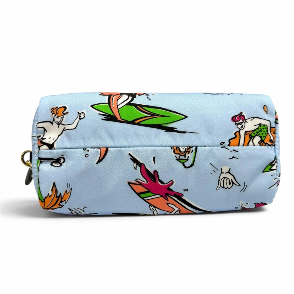 Prada Re-Nylon Triangle Logo Surf Print Pouch Makeup Blue — view 4