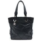 Chanel Paris Biarritz Tote Bag PM Black Silver