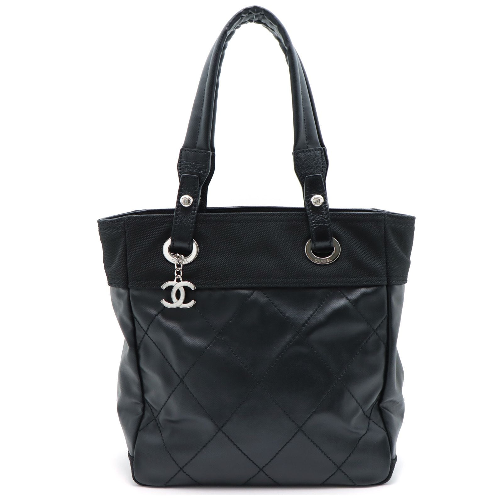 Chanel Paris Biarritz Tote Bag PM Black Silver