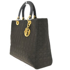 Dior Lady Handbag Brown Nylon Leather Gold — view 2