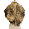 Celine Collar Shawl Cape Tippet Fin Raccoon Real Fur Brown Beige Scarf
