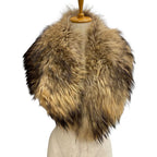 Celine Collar Shawl Cape Tippet Fin Raccoon Real Fur Brown Beige Scarf