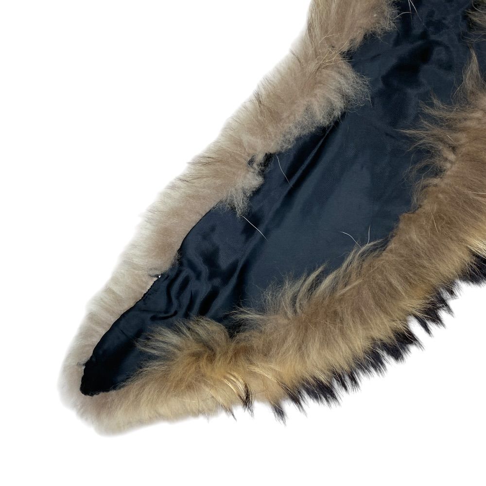 Celine Collar Shawl Cape Tippet Fin Raccoon Real Fur Brown Beige Scarf — view 7