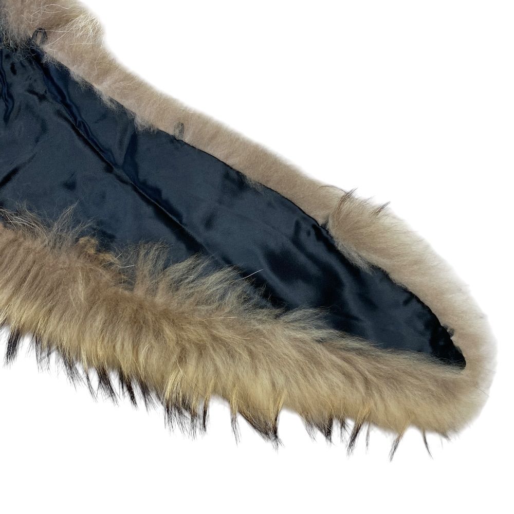 Celine Collar Shawl Cape Tippet Fin Raccoon Real Fur Brown Beige Scarf — view 6