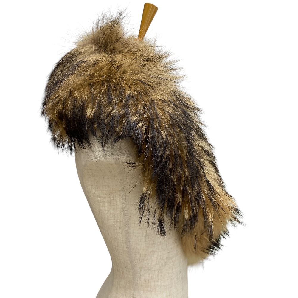 Celine Collar Shawl Cape Tippet Fin Raccoon Real Fur Brown Beige Scarf — view 4