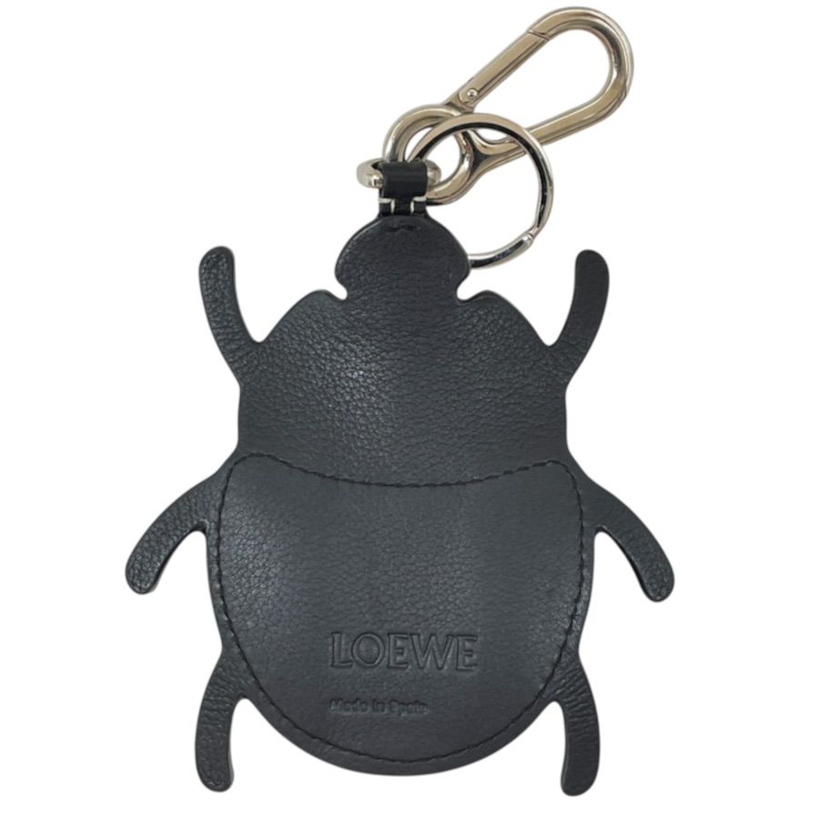 Loewe Key Holder Charm Beetle Leather Metal Black Silver — view 2