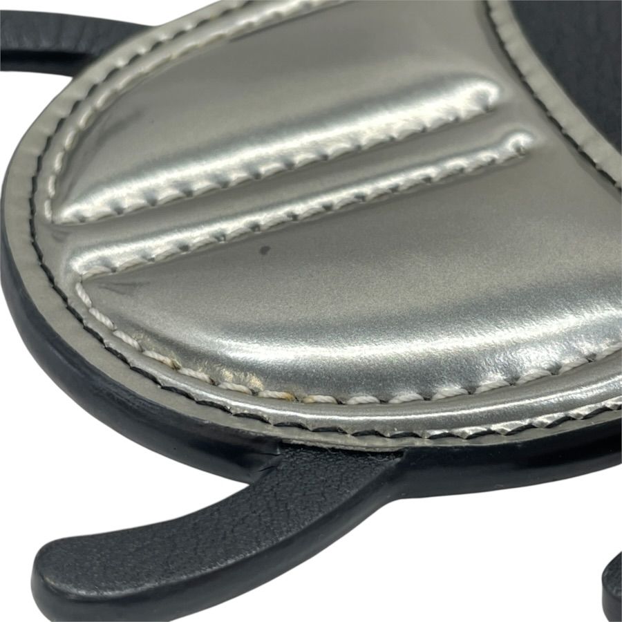 Loewe Key Holder Charm Beetle Leather Metal Black Silver — view 6