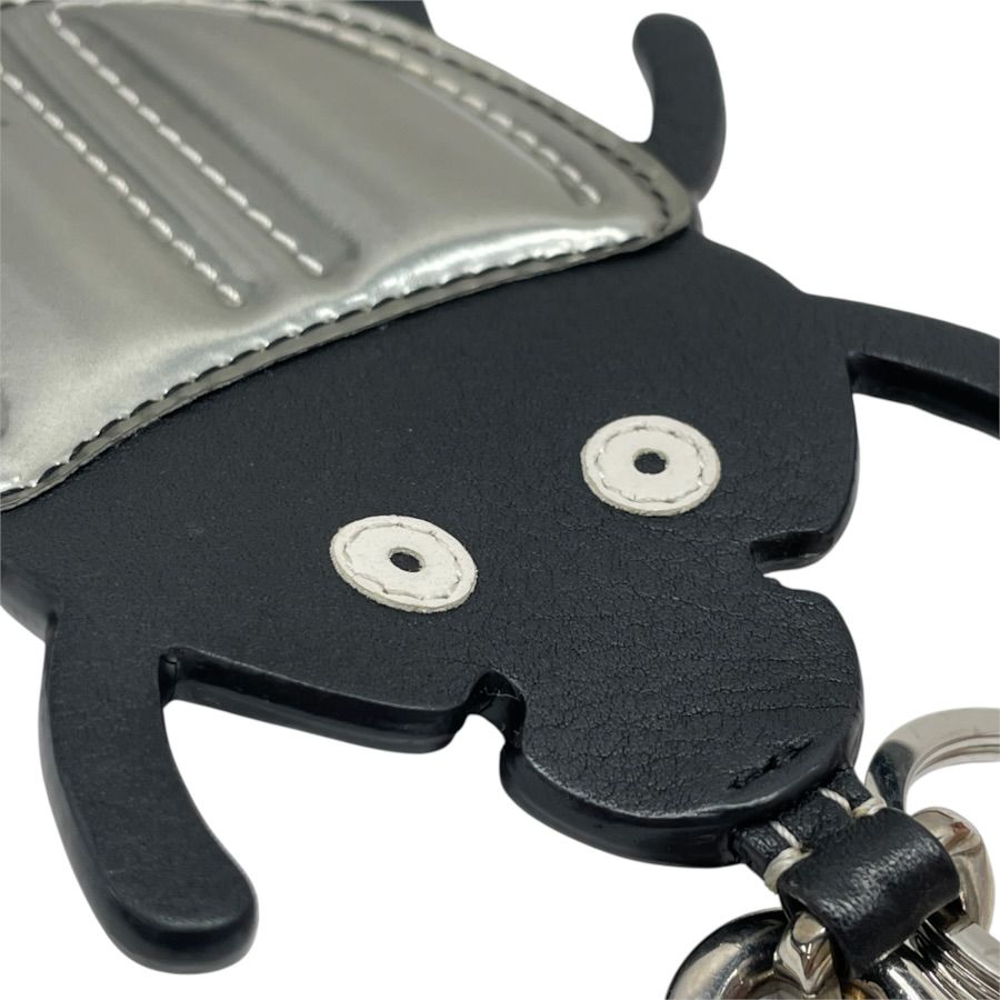 Loewe Key Holder Charm Beetle Leather Metal Black Silver — view 7