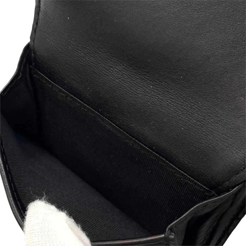 Dior Trifold Wallet Folding Caro Cannage CD Logo Quilted Leather Black Compact — view 5