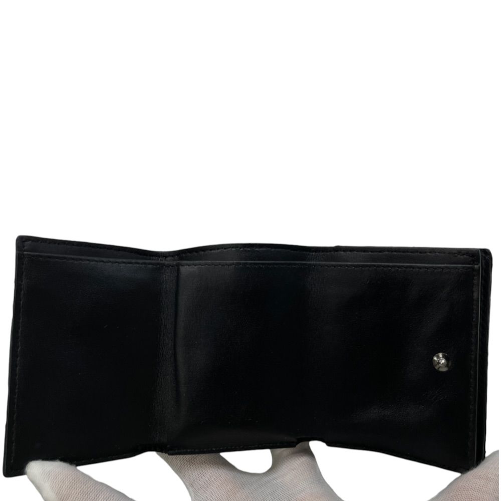 Dior Trifold Wallet Folding Caro Cannage CD Logo Quilted Leather Black Compact — view 6