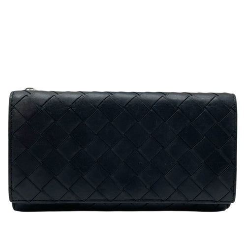 Bottega Veneta Bifold Wallet Intrecciato Leather Black Compact Business