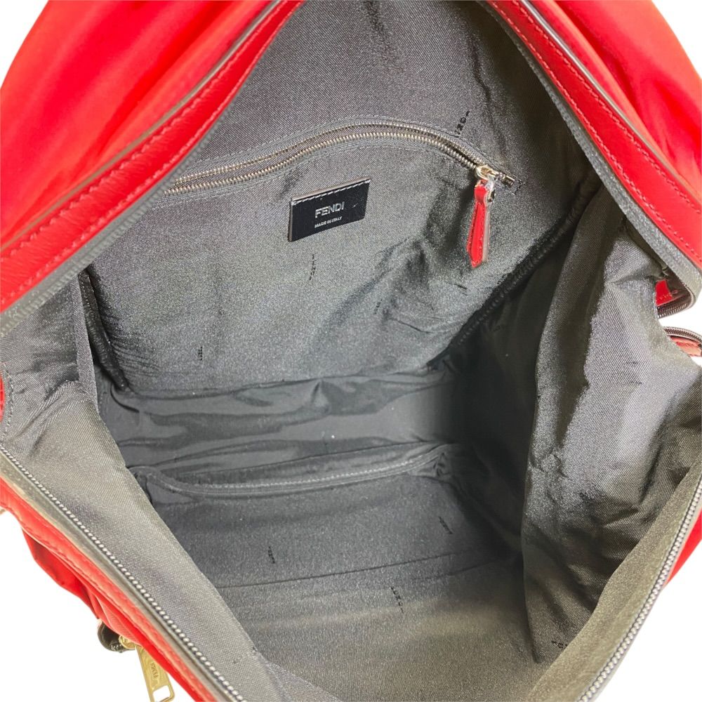 Fendi Backpack Nylon Leather Red Lightweight Crossbody Shoulder Bag — view 7