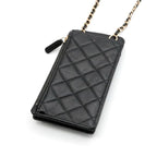 Chanel Shoulder Bag Black Gold CC Logo Quilted Phone Pouch Case — view 4