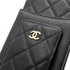 Chanel Shoulder Bag Black Gold CC Logo Quilted Phone Pouch Case — view 5