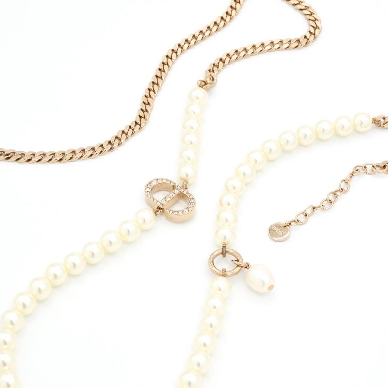 Dior 30 Motaigne Pendant Choker Gold CD Logo Longnecklace Rhinestone Necklace