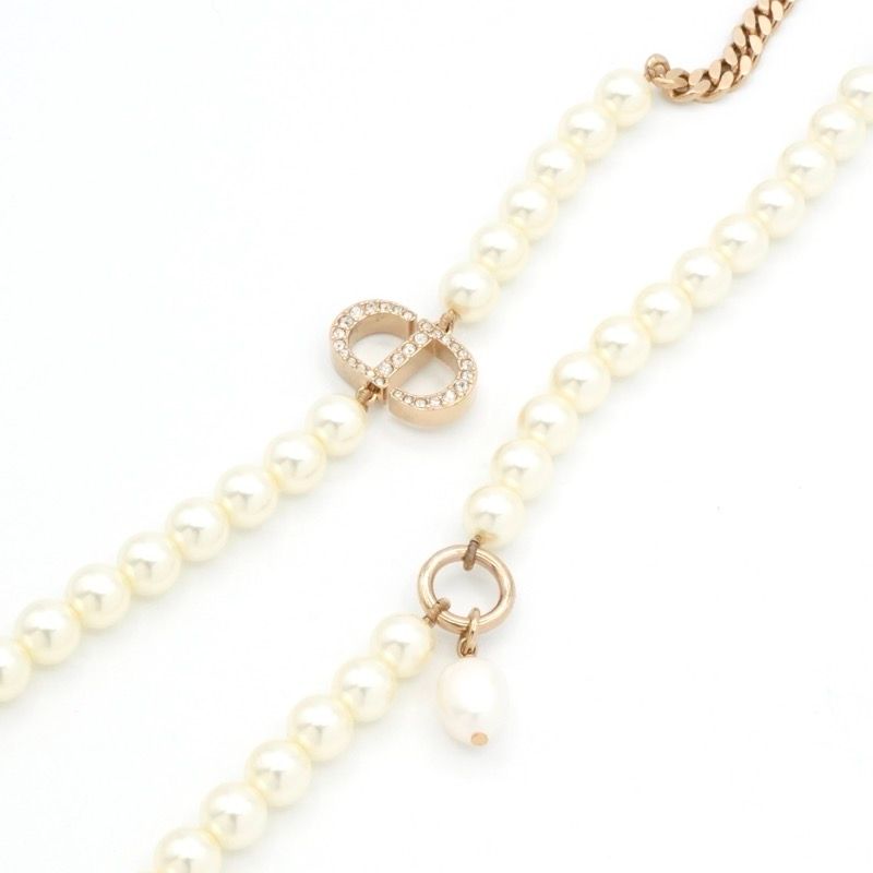 Dior 30 Motaigne Pendant Choker Gold CD Logo Longnecklace Rhinestone Necklace — view 3