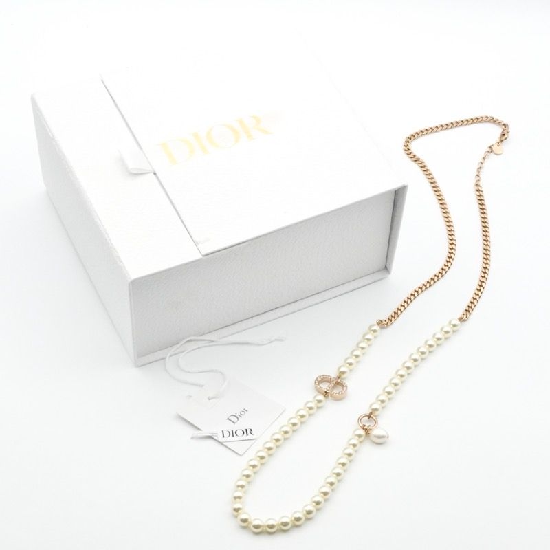 Dior 30 Motaigne Pendant Choker Gold CD Logo Longnecklace Rhinestone Necklace — view 8