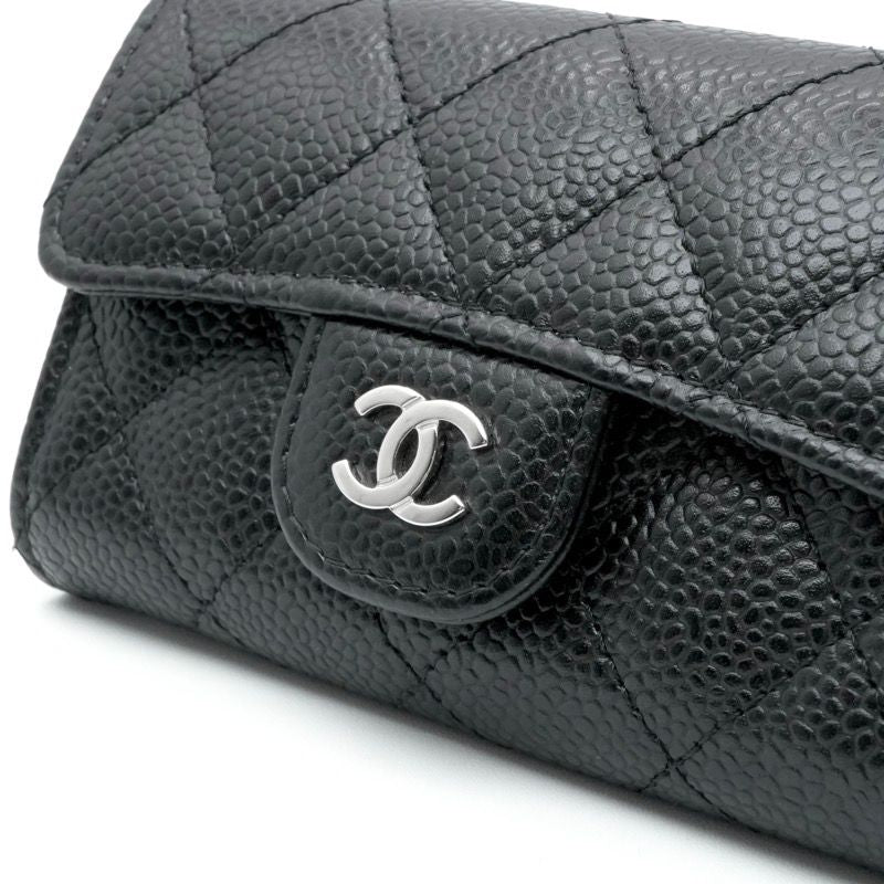 Chanel Card Case Black Silver Quilted Classic Flap CC Logo Coin Purse — view 4