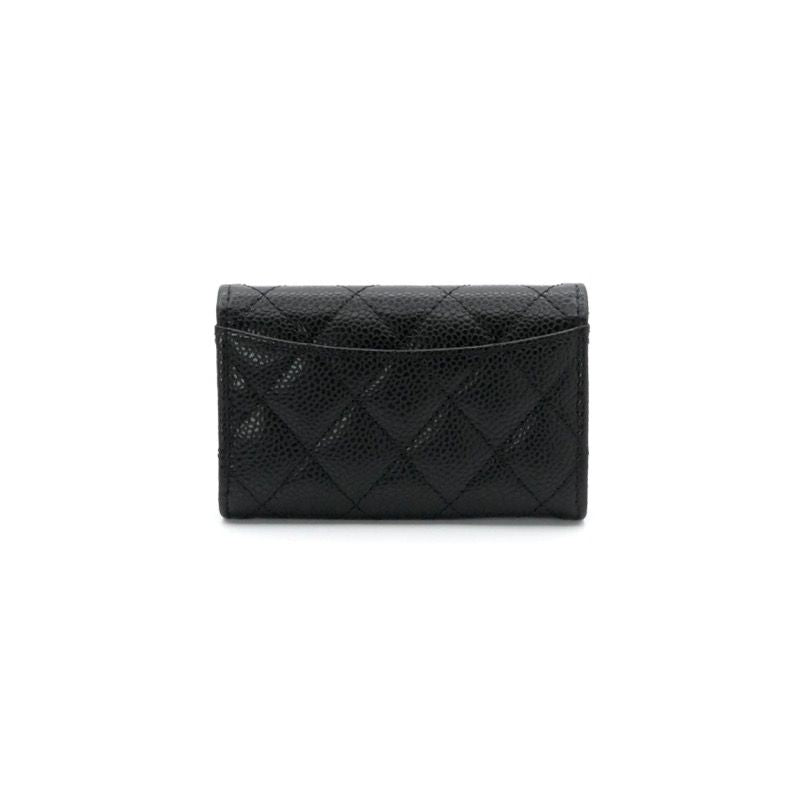 Chanel Card Case Black Silver Quilted Classic Flap CC Logo Coin Purse — view 3