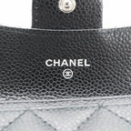 Chanel Card Case Black Silver Quilted Classic Flap CC Logo Coin Purse — view 6