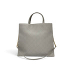 Chanel Tote Shoulder Bag Gray Gold Quilted CC Logo Turnlock — view 3