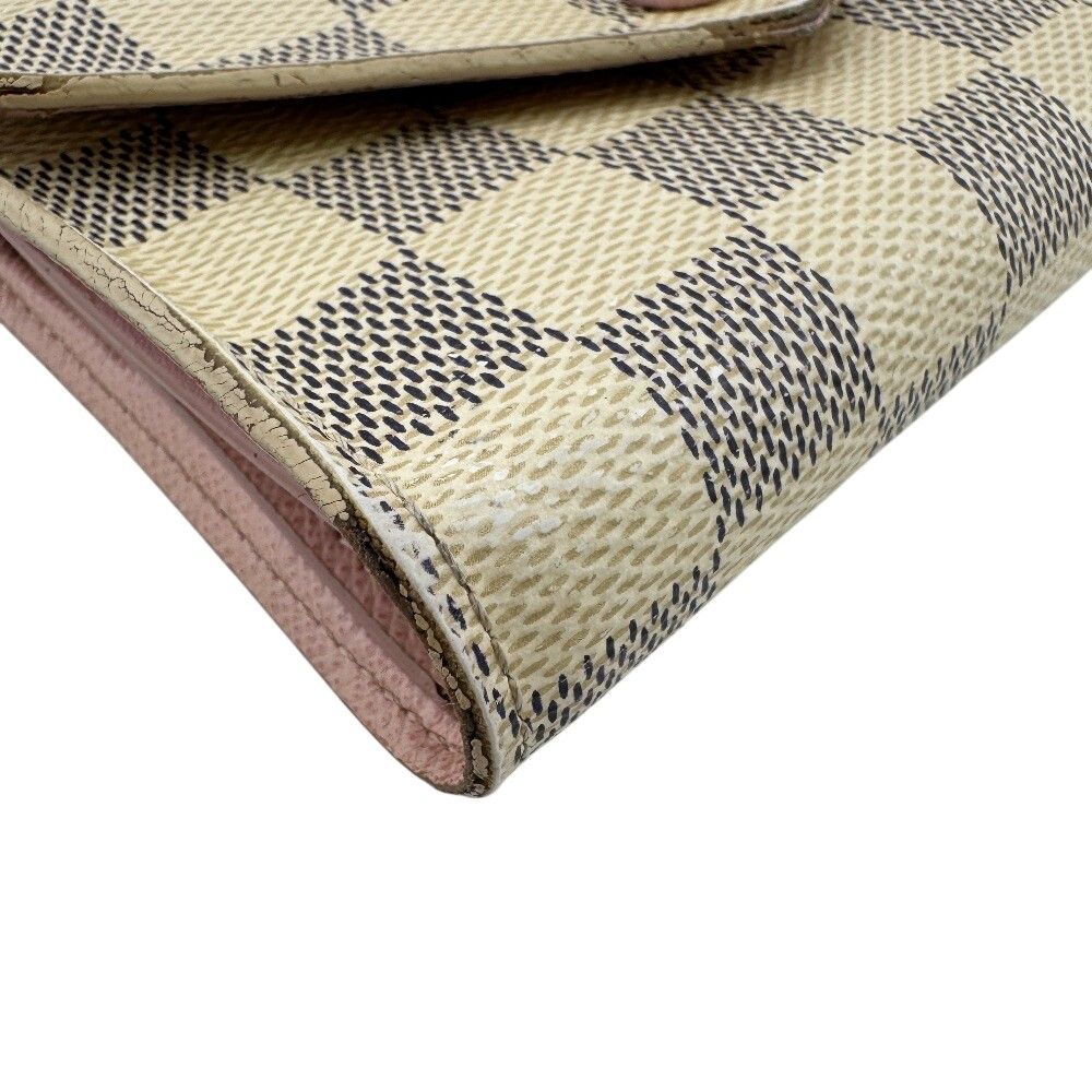 Louis Vuitton Portefeuille Victorine Damier Azur Leather Trifold Wallet White — view 3