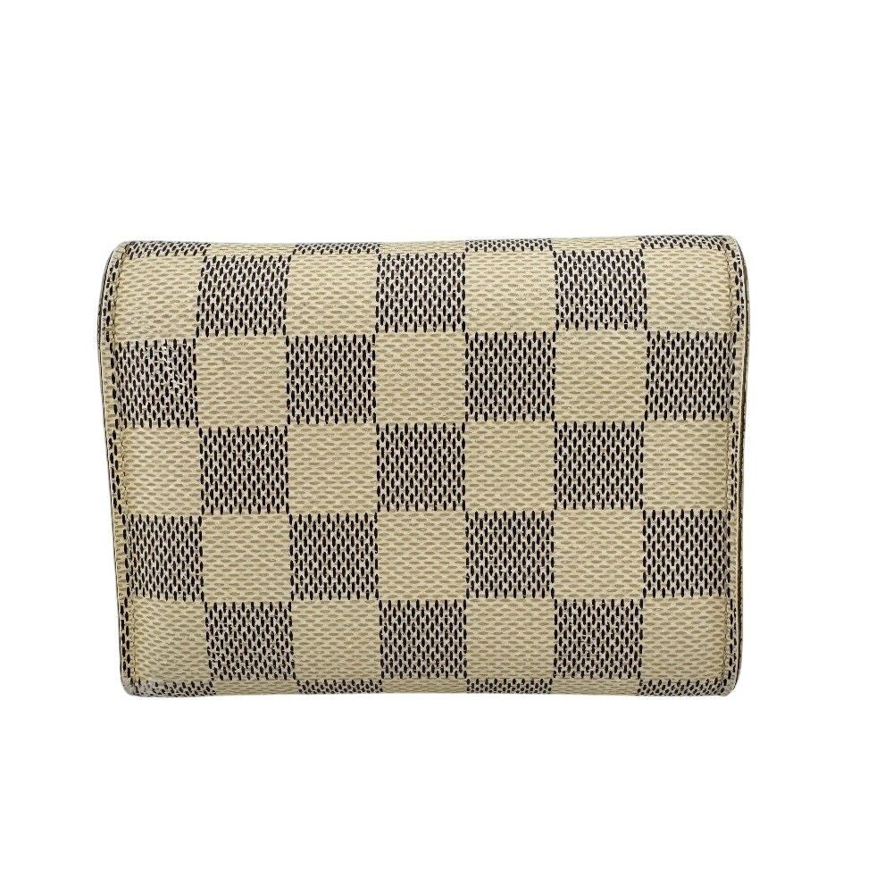 Louis Vuitton Portefeuille Victorine Damier Azur Leather Trifold Wallet White