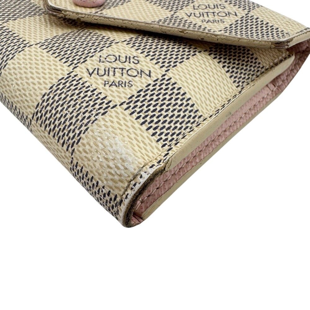 Louis Vuitton Portefeuille Victorine Damier Azur Leather Trifold Wallet White — view 2