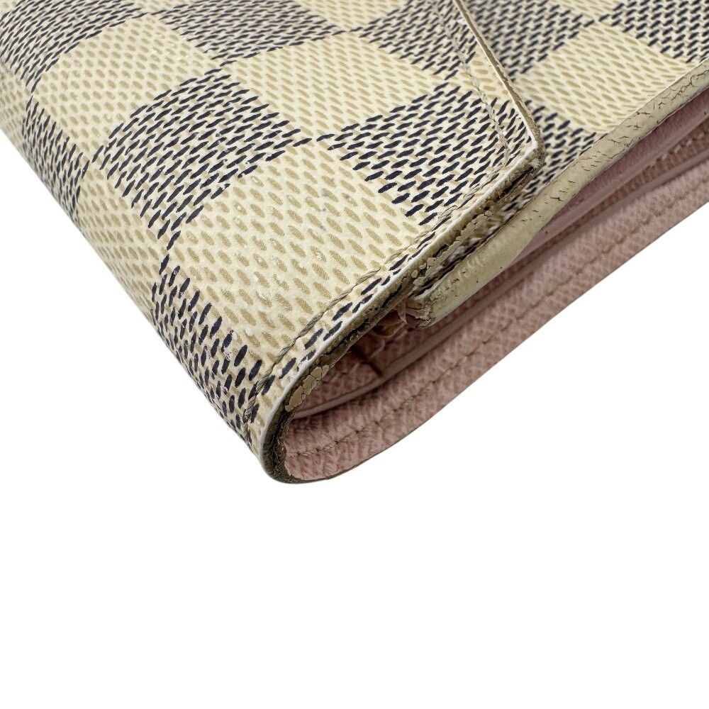 Louis Vuitton Portefeuille Victorine Damier Azur Leather Trifold Wallet White — view 4